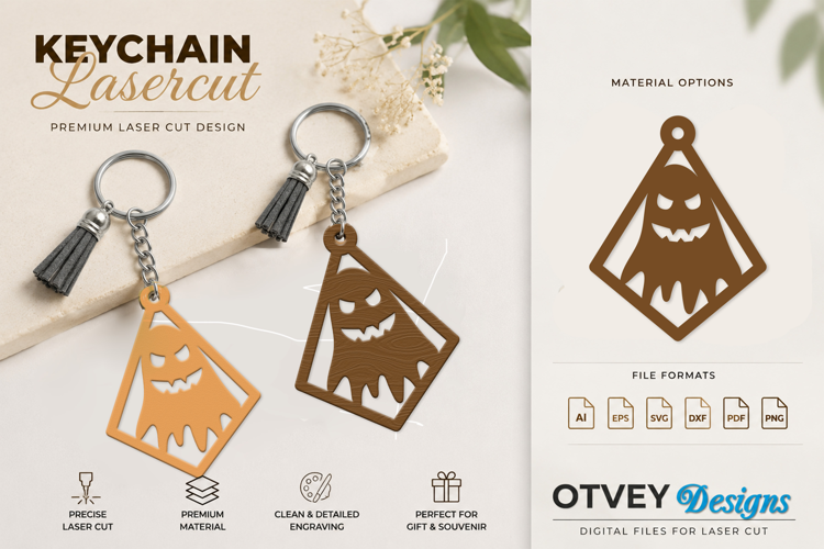 Halloween Keychain Lasercut | Halloween Jewelry Template