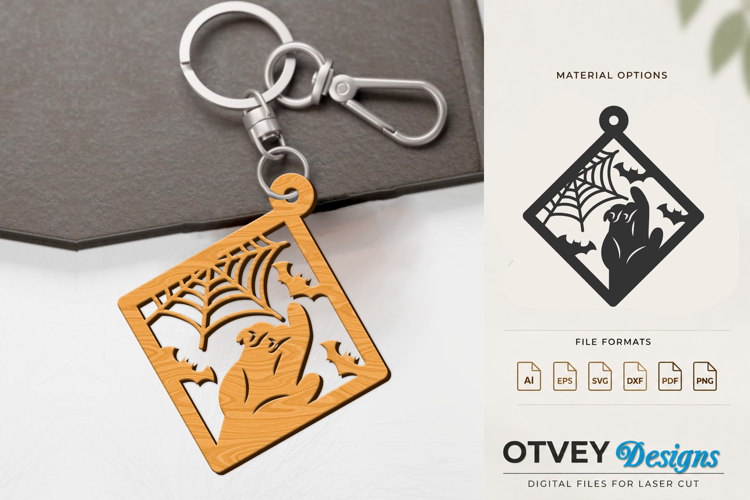 Halloween Keychain Lasercut | Halloween Jewelry Template