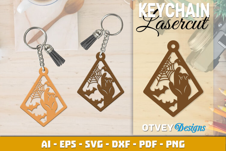 Halloween Keychain Lasercut | Halloween Jewelry Template example image 1