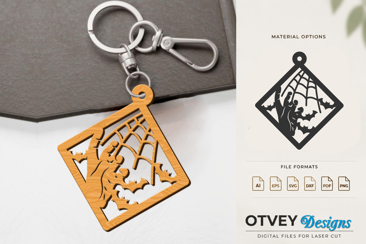 Halloween Keychain Lasercut | Halloween Jewelry Template