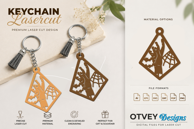 Halloween Keychain Lasercut | Halloween Jewelry Template