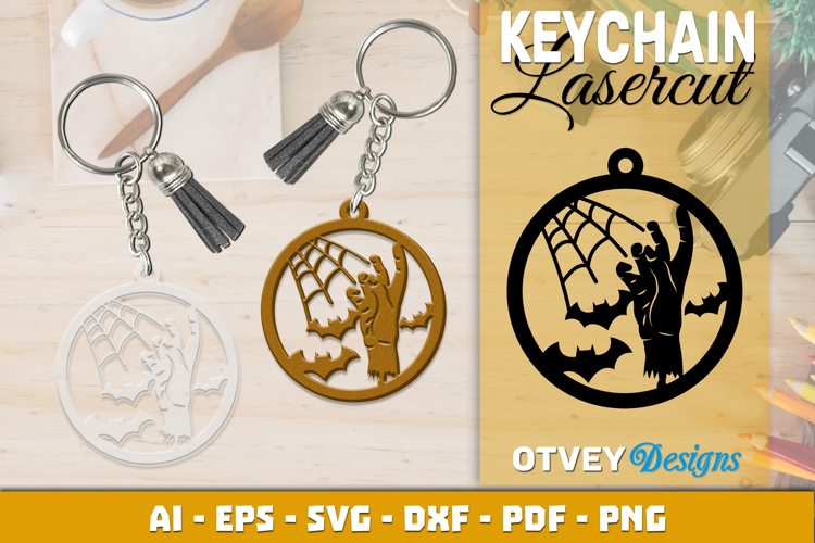 Halloween Keychain Lasercut | Halloween Jewelry Template