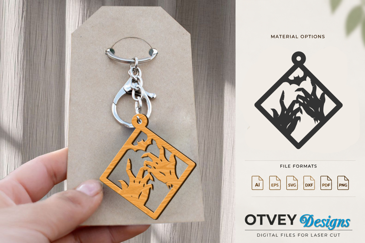 Halloween Keychain Lasercut | Halloween Jewelry Template