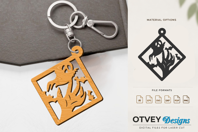 Halloween Keychain Lasercut | Halloween Jewelry Template