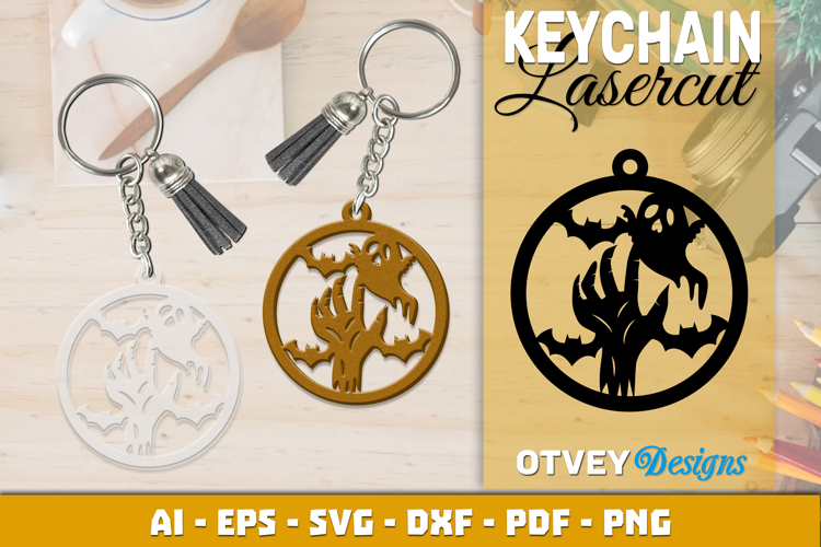 Halloween Keychain Lasercut | Halloween Jewelry Template