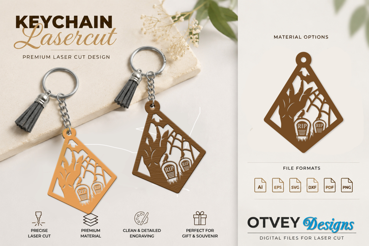 Halloween Keychain Lasercut | Halloween Jewelry Template