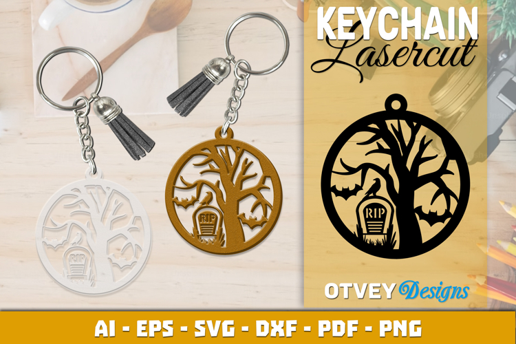 Halloween Keychain Lasercut | Halloween Jewelry Template