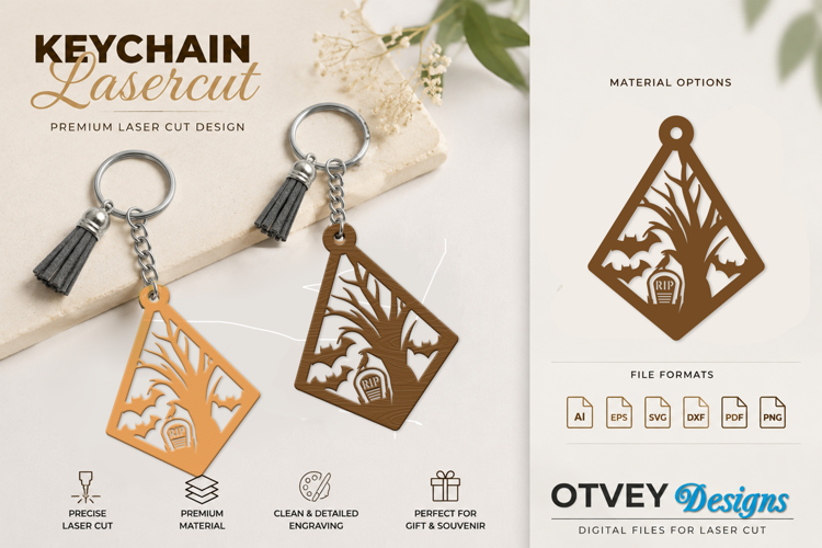 Halloween Keychain Lasercut | Halloween Jewelry Template