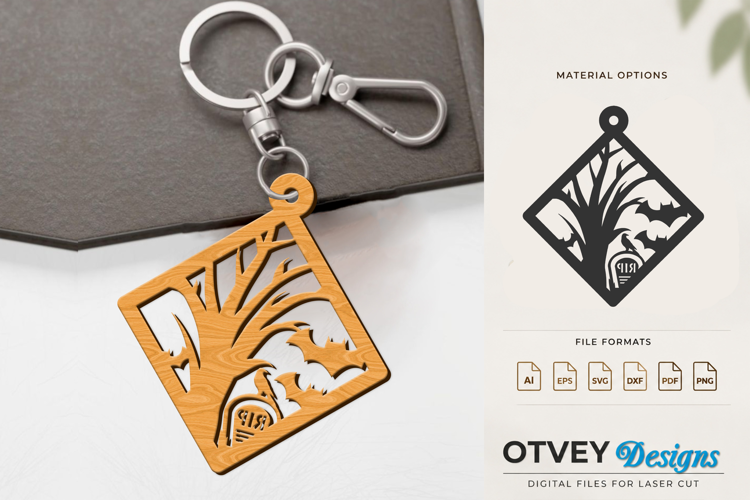 Halloween Keychain Lasercut | Halloween Jewelry Template