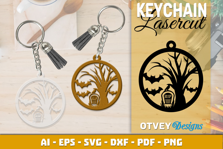 Halloween Keychain Lasercut | Halloween Jewelry Template