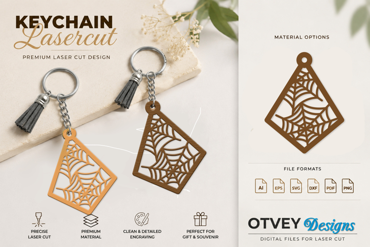 Halloween Keychain Lasercut | Halloween Jewelry Template