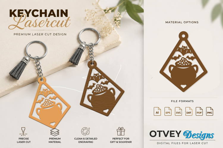 Halloween Keychain Lasercut | Halloween Jewelry Template