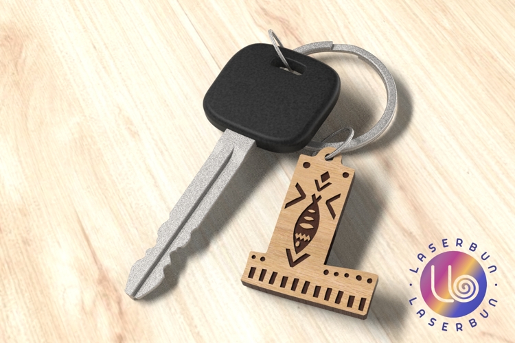 Laser Cut L Keychain SVG with Scandinavian Folk Letter