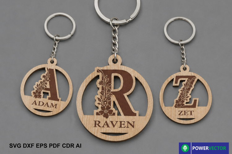 Floral Monogram Keychain SVG