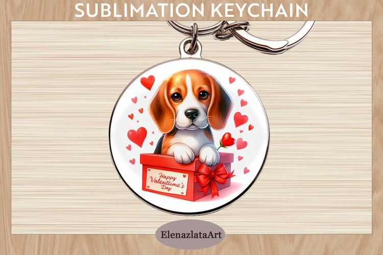 Keychain. beagle dog. Keychain Sublimation. example image 1