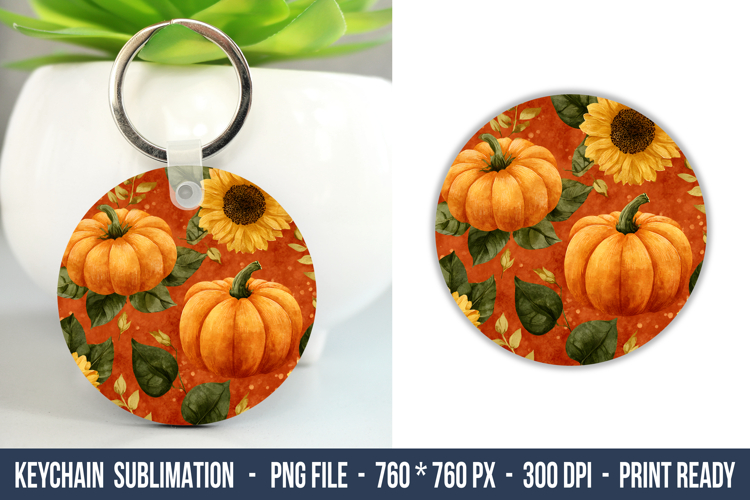 pumpkin & sunflower keychain | Keychain Design | Fall Design