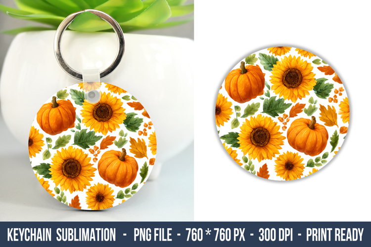 pumpkin & sunflower keychain | Keychain Design | Fall Design