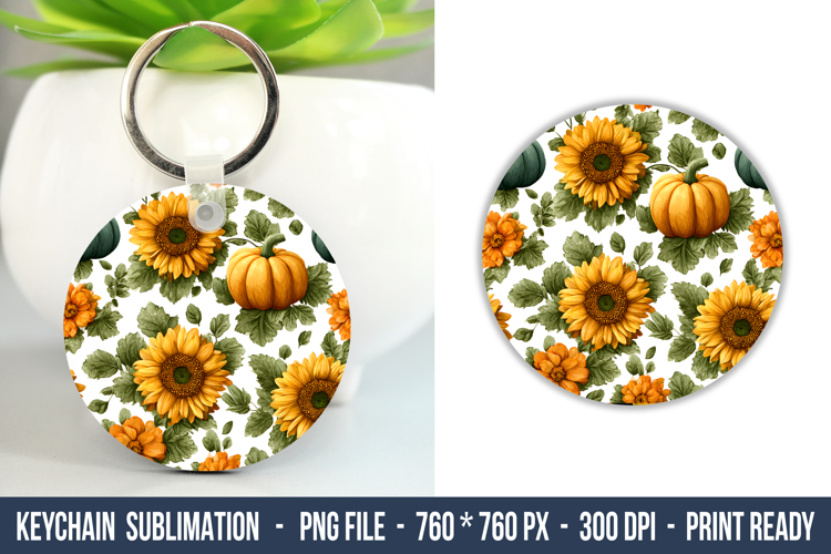 pumpkin & sunflower keychain | Keychain Design | Fall Design