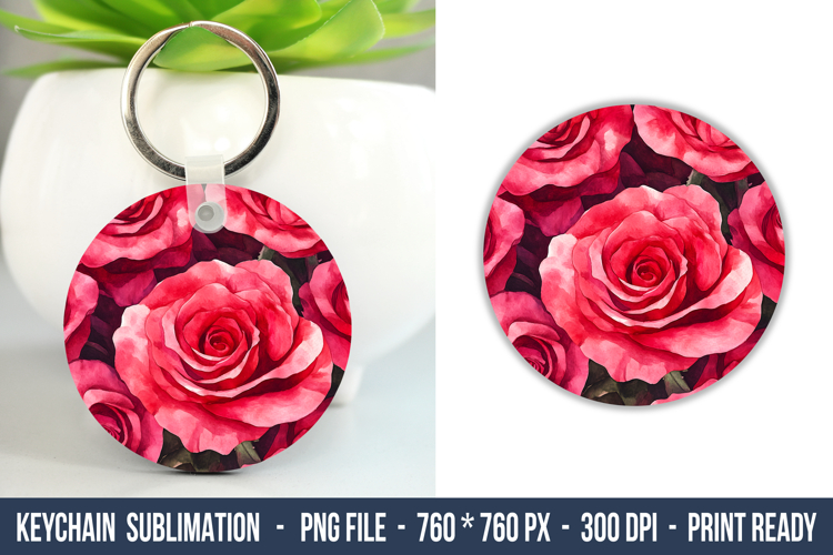 Watercolor Rose keychain | Keychain Sublimation