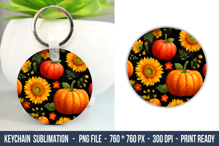 pumpkin & sunflower keychain | Keychain Design | Fall Design