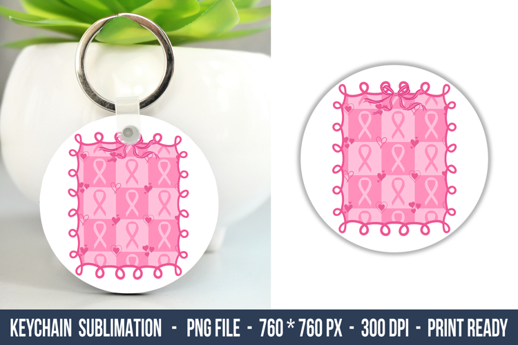 Breast Cancer Coquette Keychain | Keychain Sublimation