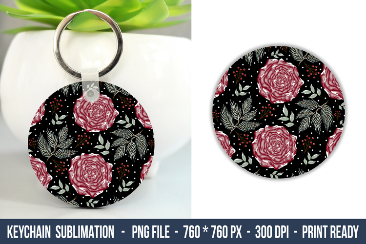 Winter Floral Keychain | Keychain Sublimation