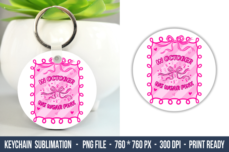 Breast Cancer Coquette Keychain | Keychain Sublimation