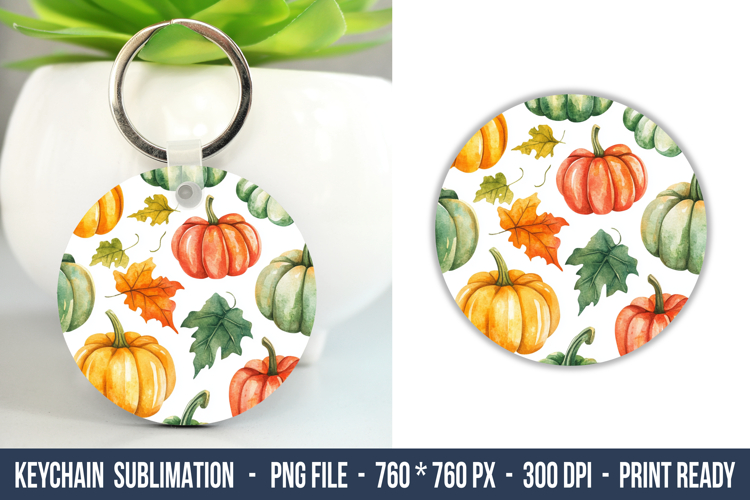 Watercolor Pumpkin keychain | Keychain Sublimation