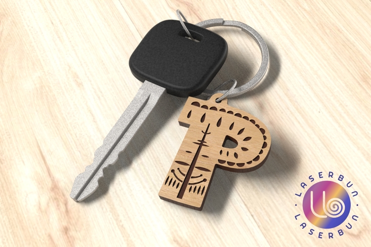 P Letter Folk Keychain SVG with Nordic Laser Detail