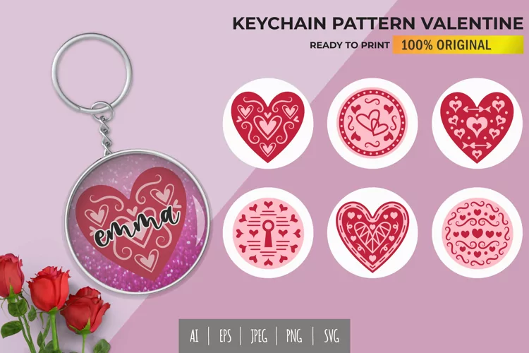 Decorative Love with Ornament for Keychain Set