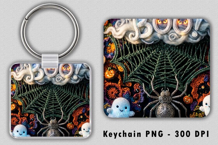 Crochet Spider Web Keychain PNG example image 1