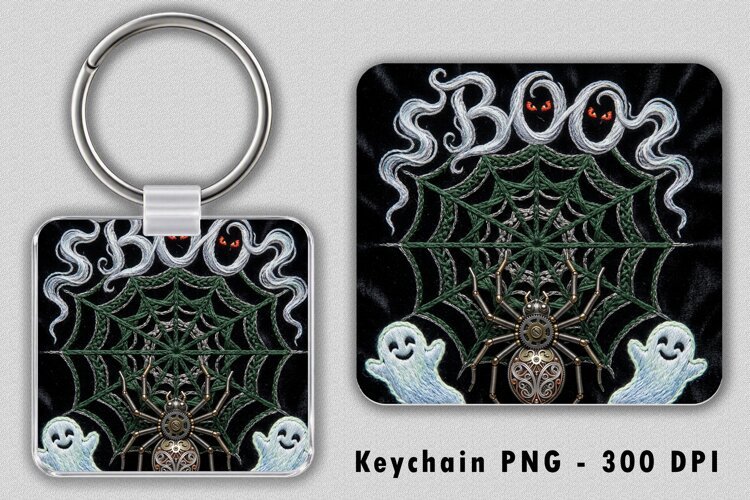 Spooky Spider Boo Keychain PNG example image 1