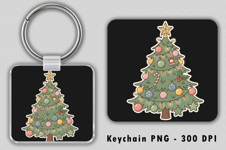 Christmas Tree Keychain Sublimation PNG 300 DPI example image 1
