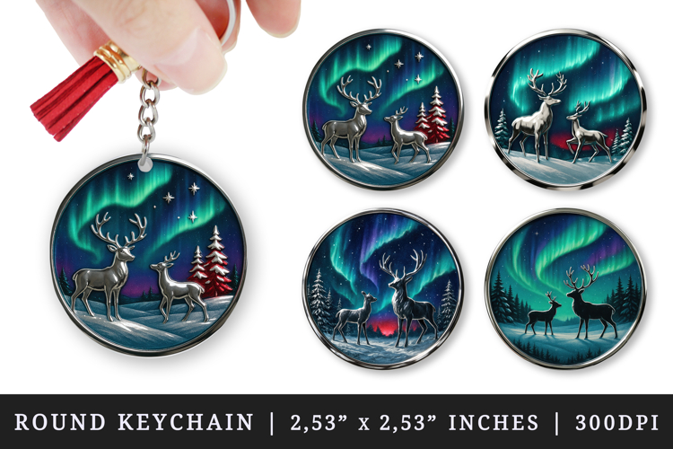 Christmas round keychain pintable sublimation design png