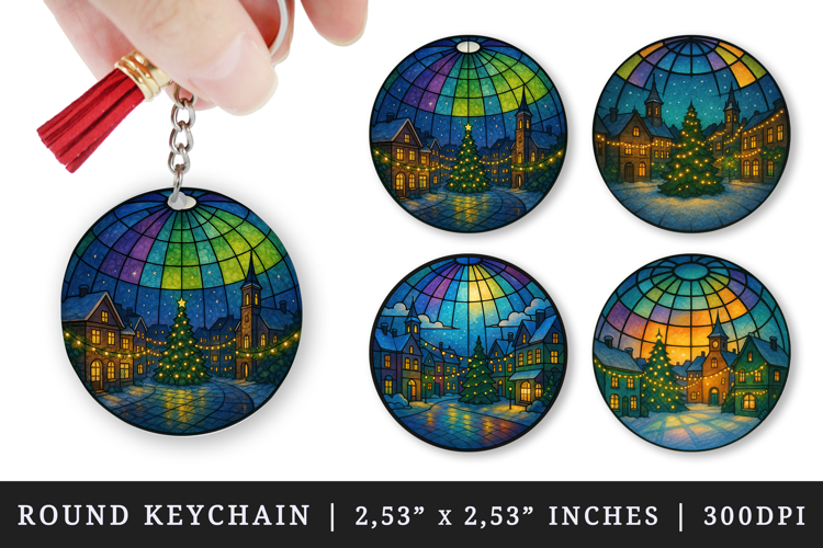 Christmas round keychain pintable sublimation design png