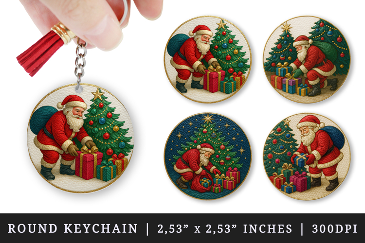 Christmas round keychain pintable sublimation design png