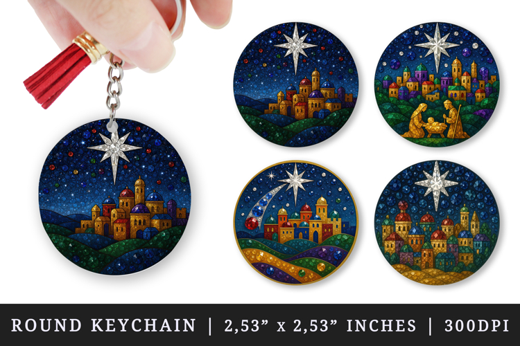Christmas round keychain pintable sublimation design png