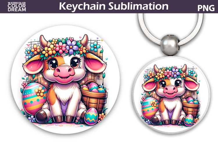 Cow Easter Keychain | Easter Key Keychain