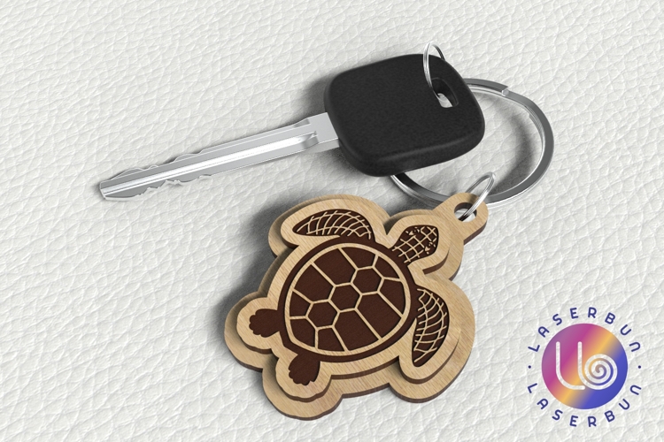 Sea Turtle Keychain SVG - Ocean Engraving File example image 1