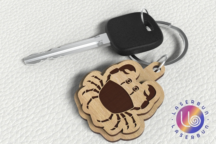 Happy Crab Keychain SVG - Layered Cut Design