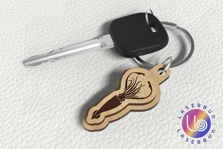 Squid Keychain SVG - Laser Cut Sea Life File