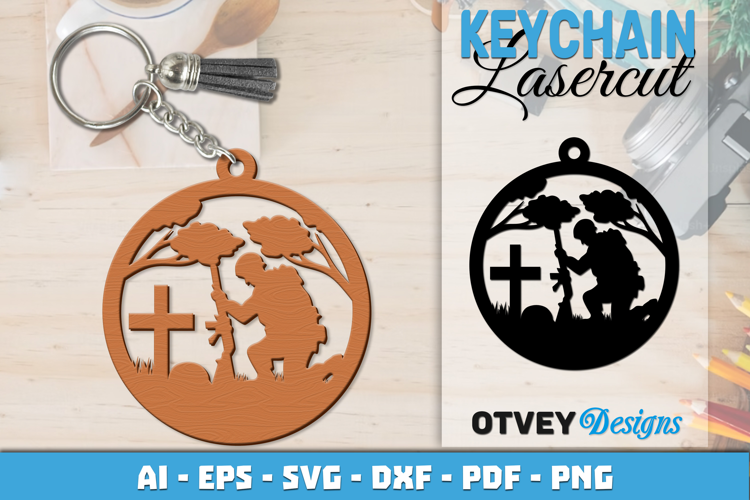 Keychain Soldier memorial Patriotic 4 th July Lasercut