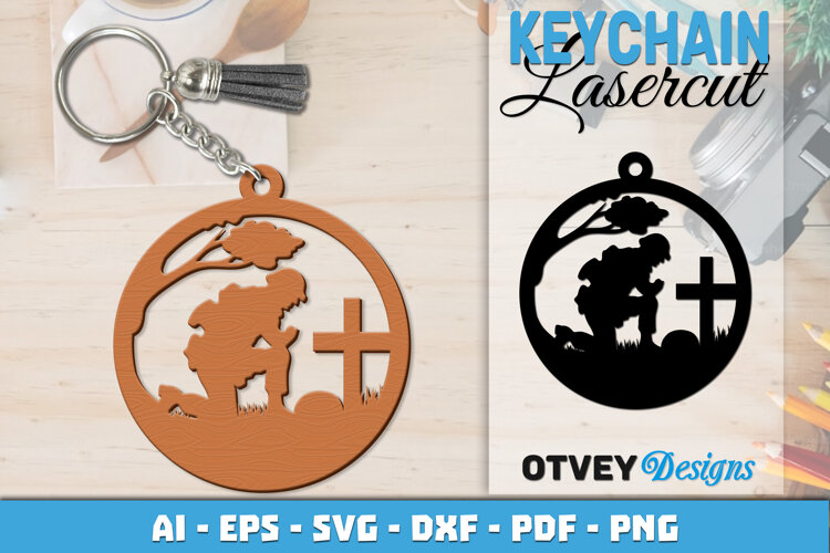 Keychain Soldier memorial Patriotic 4 th July Lasercut example image 1