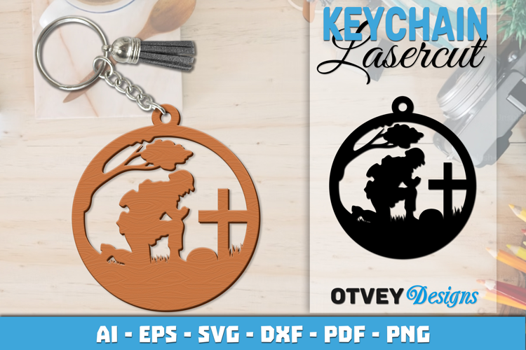 Keychain Soldier memorial Patriotic 4 th July Lasercut
