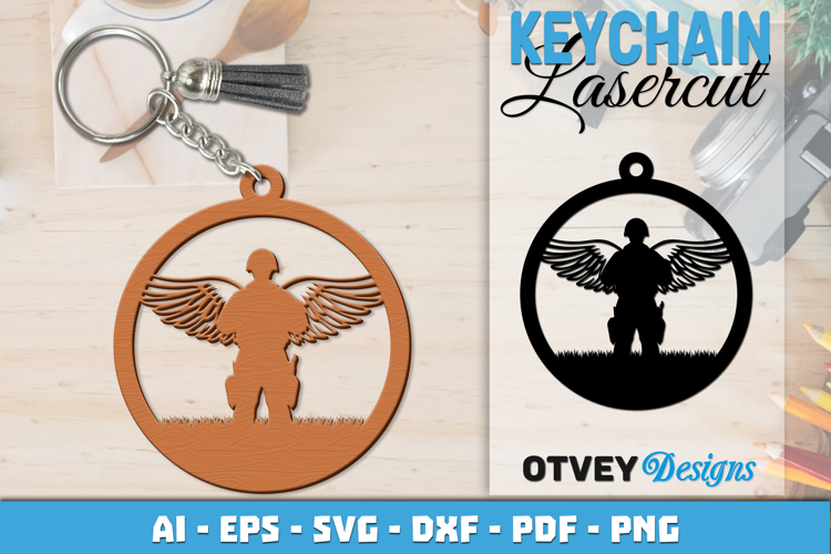 Keychain Soldier memorial Patriotic 4 th July Lasercut