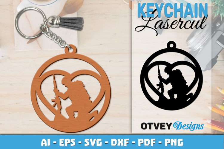 Keychain Soldier memorial Patriotic 4 th July Lasercut
