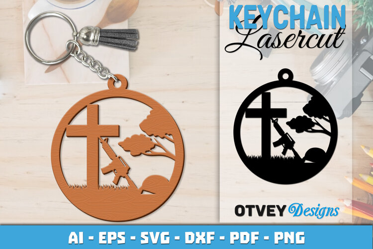 Keychain Soldier memorial Patriotic 4 th July Lasercut example image 1