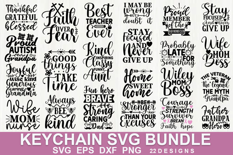 Keychain SVG Bundle | Cute and Fun Keychain Cut File