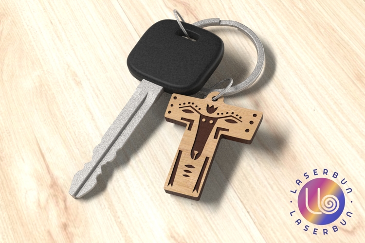 Traditional T Keychain SVG Engraving Folk Alphabet Art