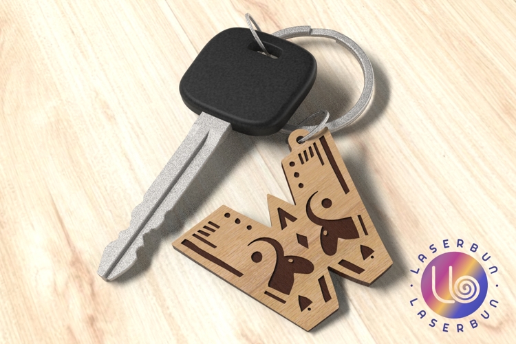 Woodland Folk W Keychain SVG for Laser Engraving File